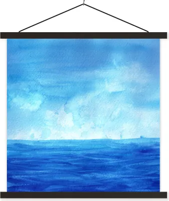 Produktbild von MuchoWow® Textilposter Aquarell - Meer - Himmel 60x60 cm mit schwarzem Rahmen - Posteraufhänger