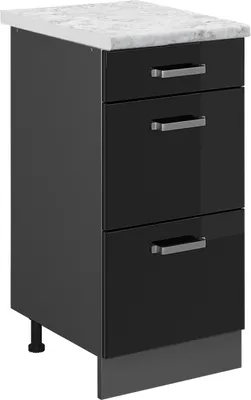 Produktbild von Küchenunterschrank Vicco R-Line Schwarz Hochglanz 40 cm AP Marmor, Model 45623