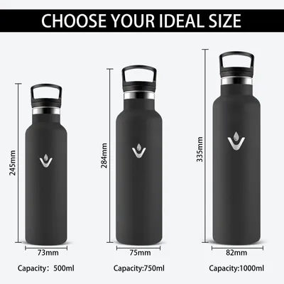 Imagen del producto de Botella de agua de acero inoxidable Mujigaga, termo de 500 ml, botella de agua a prueba de fugas