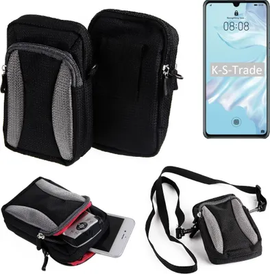 Produktbild von K-S-Trade Holster Schutz Hülle kompatibel mit Huawei P30 Pro Handy Hülle Gürteltasche Umhängetasche mit Zusatzfach schwarz