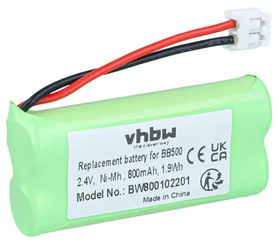 Produktbild von vhbw Akku kompatibel mit Binatone Big button combo 2 II, Big button combo, Big button, BB600, BB500 schnurlos Festnetz Telefon (800 mAh, 2,4 V, NiMH)