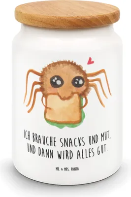 Produktbild von Mr. & Mrs. Panda Kaffeedose Spinne Agathe Sandwich - Weiß - Geschenk, Dose, Mut, Hunger, Glück, Lebensfreude, Alles Wird gut, Keksdose, Aufbewahrungsdose, Hungrig