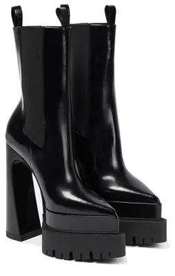 Zdjęcie produktu dla Botki damskie Versace, model Medusa, czarne, wykonane ze skóry, wysoki obcas, platforma, numer modelu: 1007143-DVT51-1B000, rozmiar: 38