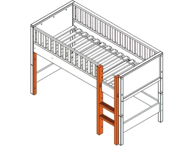 Produktbild von Gerade Leiter mit Griffmulden für halbhohes Bett Nordic Weiß, Bopita