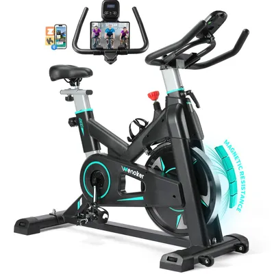 Produktbild von [2026 Aktualisierte] Wenoker Heimtrainer Fahrrad mit App, 0-100% Magnetwiderstand Ergometer, Schweres Schwungrad, Indoor Fitnessbikes Bis 160KG