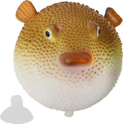 Productafbeelding van Aquarium, lichtgevend rubberen model van een pufferfish (zeepaardje) met zuignap, geschikt voor aquaria, kleur: oranje
