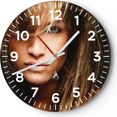 Produktbild von Wanduhr - Rund - Glasuhr - Weiblich mode modell nackt - 40x40cm - Schleichendes Uhrwerk - Lautlos - zum Aufhängen bereit - Dekoration Modern - Wanddekoration aus Glas - C4AR40x40-1561