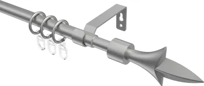 Produktbild von Interdeco Gardinenstange ausziehbar / Teleskop-Vorhangstange Silbergrau, Typ Hera Lily (Lilie), 16/13 mm Ø 1-läufig, 130-240 cm ausziehbar