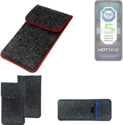 Produktbild von K-S-Trade Handy Schutz Hülle kompatibel mit Infinix Hot 50 5G Schutzhülle Handyhülle Filztasche Pouch Tasche Case Sleeve Filzhülle dunkelgrau