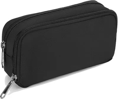 Obrázok produktu pre Uniqoos® – priestorné čierne puzdro na ceruzky s dvoma priehradkami a zipsom, 21×7×10 cm, pojme až 70 ceruziek, ľahké a vodeodolné