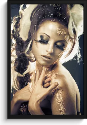 Produktbild von MuchoWow® MuchoWow® Gerahmtes Poster Frau - Gold - Haar 40x60 cm - Poster mit zchwarzem Bilderrahmen - Papierdruck - Wandbilder