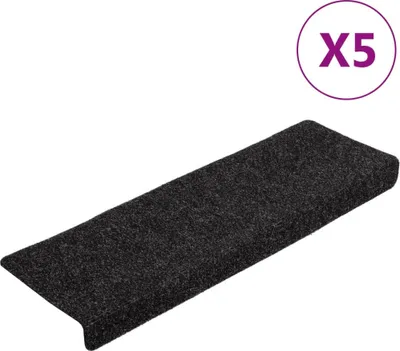 Obrázok produktu pre vidaXL Samolepiace rohože 5 ks 65x21x4 cm Čierna Obdĺžnikový okraj