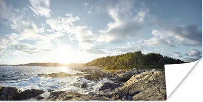 Produktbild von MuchoWow® Poster Die Küstenlinie bei Sonnenuntergang in Norwegen 120x60 cm - Bild