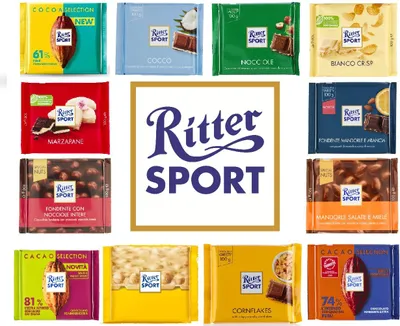 Produktbild von TESTPAKET 12xRITTERSPORT Schokoriegel in verschiedenen Geschmacksrichtungen 100gr