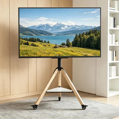 Immagine prodotto di WISFOR Supporto TV regolabile in altezza EXTRA STABILE, supporto TV con ripiani in marmo, per supporto TV da 40-75 pollici, VESA 600x400mm, fino a max. 40kg