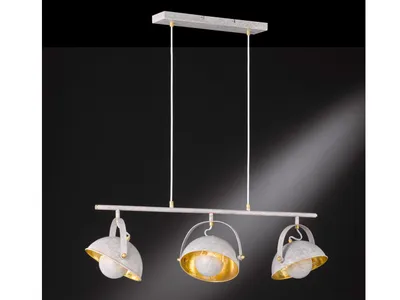 Produktbild von Retro Pendelleuchte Schirme schwenkbar Betonoptik / Gold mit LED - Esstischlampe