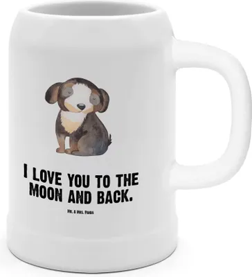 Produktbild von Mr. & Mrs. Panda Krug Hund Entspannen - Weiß - Geschenk, Steinkrug, Humpen, Bierhumpen, Liebe, Seidel, Sprüche, Entspannt, Süß, Keramikkrug