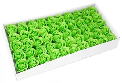 Produktbild von Grüne Seifenrosen – Komplettset mit 50 Stück in einer Schachtel