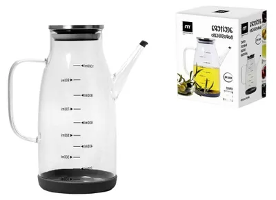 Produktbild von Ölflasche aus Silikon und Edelstahl mit Borosilikatglas, 1 L