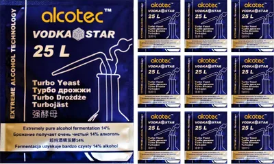 Produktbild von HUGBERT Turbohefe Alcotec Vodka Star Alkohol Gärhefe Hefe Brennhefe 14% + GRATIS, 10 Stück