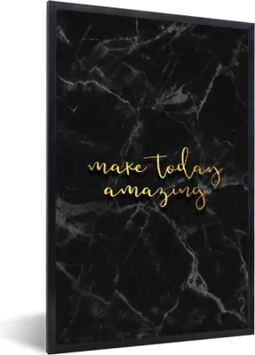 Produktbild von MuchoWow® Gerahmtes Poster Zitate - Motivation - Gold - Marmor 20x30 cm - Poster mit Schwarzem Bilderrahmen Wandposter Rahmen Foto Bilder - Drucken - Bilder Poster im Rahmen
