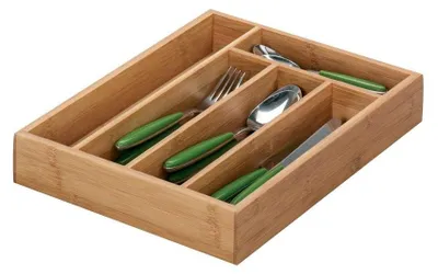 Besteckkasten aus Bambus, 34x26x5 cm, 5 Fächer, natur