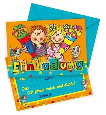 Produktbild von Einladungskarten Schulanfang 8 Karten mit Umschlag