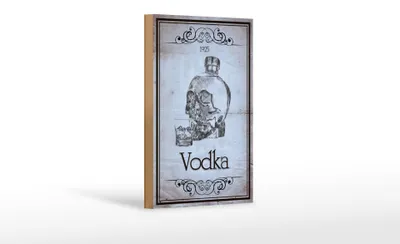 Produktbild von Holzschild Alkohol 12x18cm 1925 Vodka Totenkopf