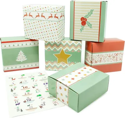 Productafbeelding van Adventskalender om te vullen - 24 doosjes van karton - Cadeauzakjes Kerstmis - Kerstkalender