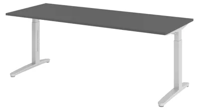 Produktbild von bümö Schreibtisch Serie-XB - Gestell: Silber, Nachbildung: Graphit, Größe:  200 x 80 cm