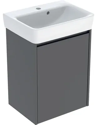 Produktbild von Geberit Renova Plan Set Handwaschbecken mit Unterschrank, eine Tür: 50x69.7x38cm, Breite Waschtisch=50cm, Waschtisch: weiß, Korpus, Front: lava / lackiert seidenmatt