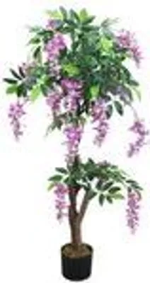 Produktbild von Blauregen Wisteria Glyzinie Kunstpflanze Kunstbaum Künstliche Pflanze mit Echtholz 120cm Decovego