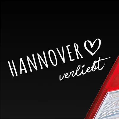 Produktbild von Auto Aufkleber Hannover verliebt Herz Stadt Heimat Liebe Car 19x6 cm Weiss Matt Sticker Heckscheibenaufkleber