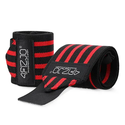 Produktbild von 4FIZJO Handgelenkbandagen, 2 Stück, mit Klettverschluss, für Krafttraining , schwarz-rot