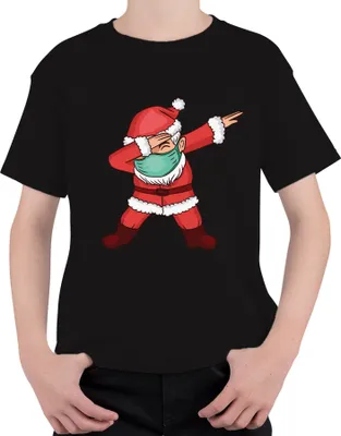 Produktbild von Dabbing Santa Covid Maske - Weihnachten Weihnachtsgeschenk Christmas Uni Kinder T-Shirt, Schwarz, 116