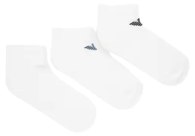 Immagine prodotto di Fantasmini uomo EMPORIO ARMANI 3 paia calze cortissime cotone con logo articolo EM000550 AF23600, S/M -BRA P/M-MEX CH/M-EU 39/42-UK 5/8-USA 6,5/9,5, Cotone 74%,Poliammide 19%,Spandex 7%