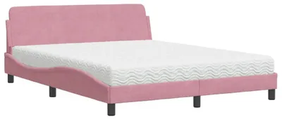 Immagine prodotto di vidaXL Letto con materasso "Dover" rosa 160x200 cm in velluto