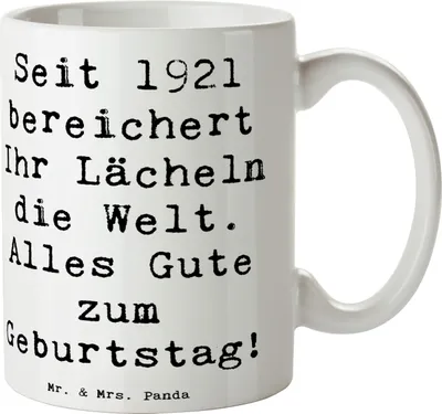 Produktbild von Mr. & Mrs. Panda Tasse Spruch 1921 Geburtstag - Weiß - Geschenk, Alter, Erinnerungen, Keramiktasse, Kaffeetasse, Teetasse, Alles Gute zum, magischer, Pott, Happy Birthday