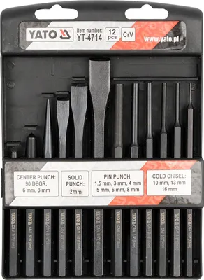 Produktbild von YATO Meißel + Durchtreiber-Satz YT-4714 100 120 140 150mm Chrom-Vanadium-Stahl