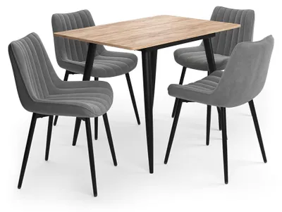 Produktbild von Esstisch-Set Vicco Beaver Goldkraft Eiche/Schwarz 110 x 70 cm mit 4 Stühlen, Grau, Model 62745