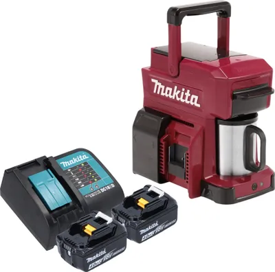 Produktbild von Makita DCM 501 SM2AR Akku Kaffeemaschine 12 V max. / 18 V Rot + 2x Akku 4,0 Ah + Ladegerät
