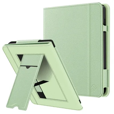 Produktbild von Fintie Hülle für Tolino Vision Color (2024)/Vision 6 (2021) & Kobo Libra Colour (2024)/Libra 2 (2021) 7 Zoll - Kickstand Hülle mit Kartenfach Handschlaufe und Auto Sleep/Wake, Pastellgrün