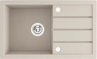 Produktbild von BADLAND BADLAND Spülbecken Granitspüle Einzelbecken T.III 48x79 Beige mit langer Abtropffläche | Siphon im SET!
