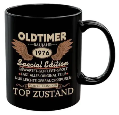 Produktbild von Kaffeetasse 50. Geburtstag 1976 Special Edition Schwarz Keramik 350 ml