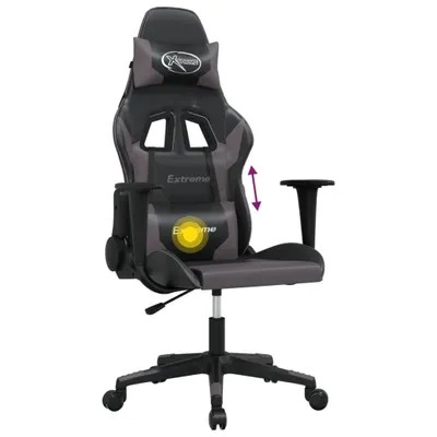 Produktbild von vidaXL Gaming-Stuhl mit Massagefunktion Schwarz und Grau Kunstleder