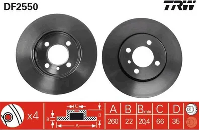 Produktbild von TRW Bremsscheiben (2 Stück) Vorderachse DF2550