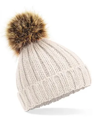Produktbild von Beechfield B412a | Kindermütze Infant Fur Pop Pom Chunky Beanie - Farbe: Oatmeal - Größe: One Size