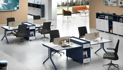 Produktbild von Tisch Büro Möbel Einrichtung Tische Callcenter 4 Arbeitsplätze Schreibtisch Holz