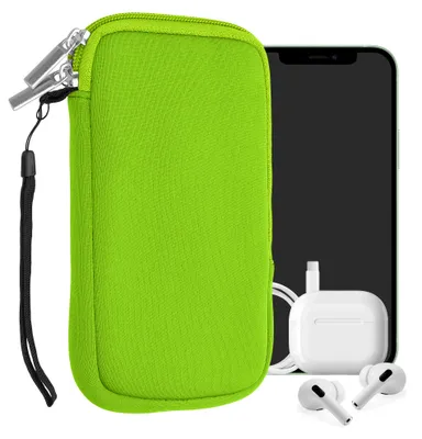 Produktbild von kwmobile Neopren Handytasche für Smartphones L - 6,5" - Handy Tasche mit Reißverschluss - Handyhülle universal Neon Grün