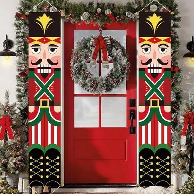 Produktbild von Famanu Weihnachtsdekoration Außenbereich - Nussknacker Türbanner Set